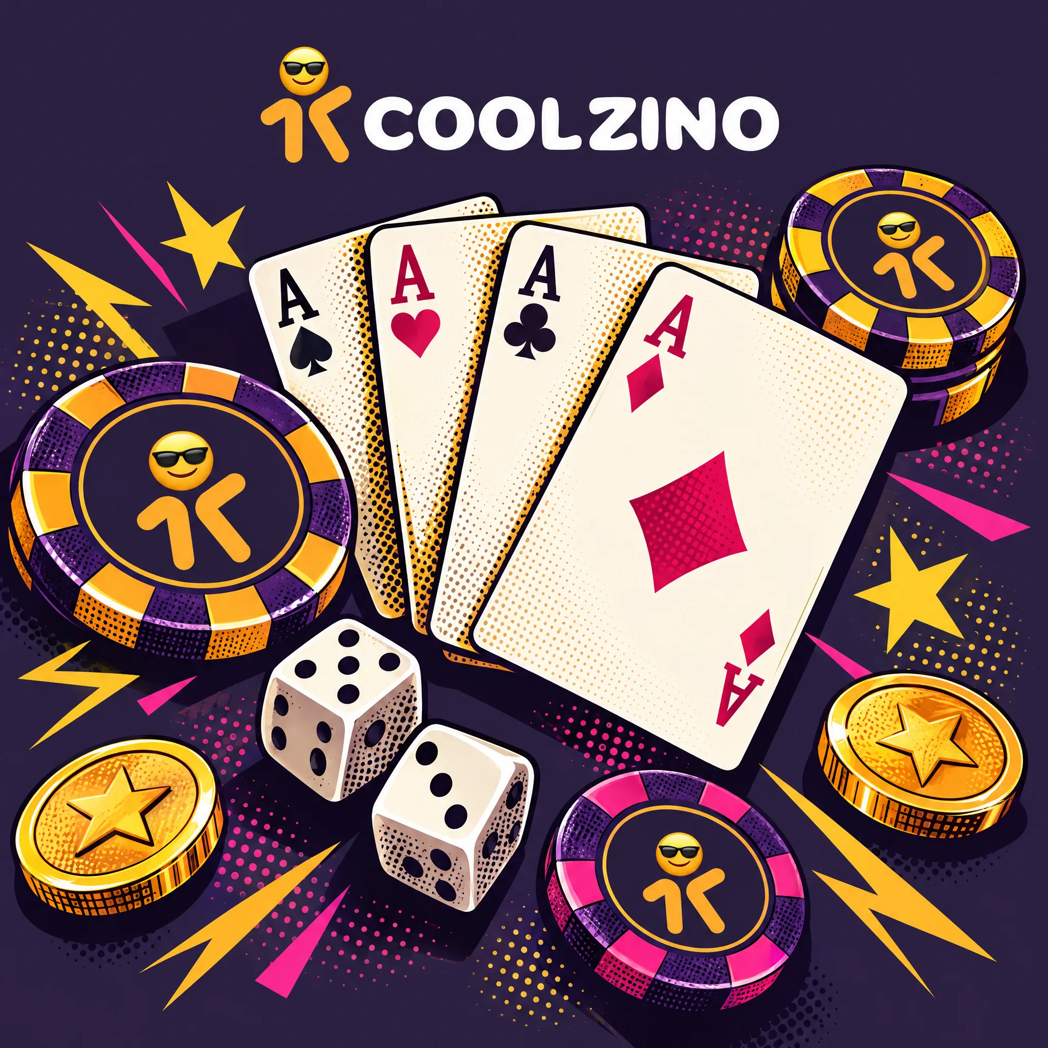 Cartes et jetons Coolzino en style pop art